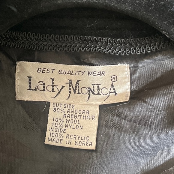 Vintage 80% Angora Rabbit Hair Bumber Coat Jacket Black Fur Trim Size Small - Picture 9 of 13